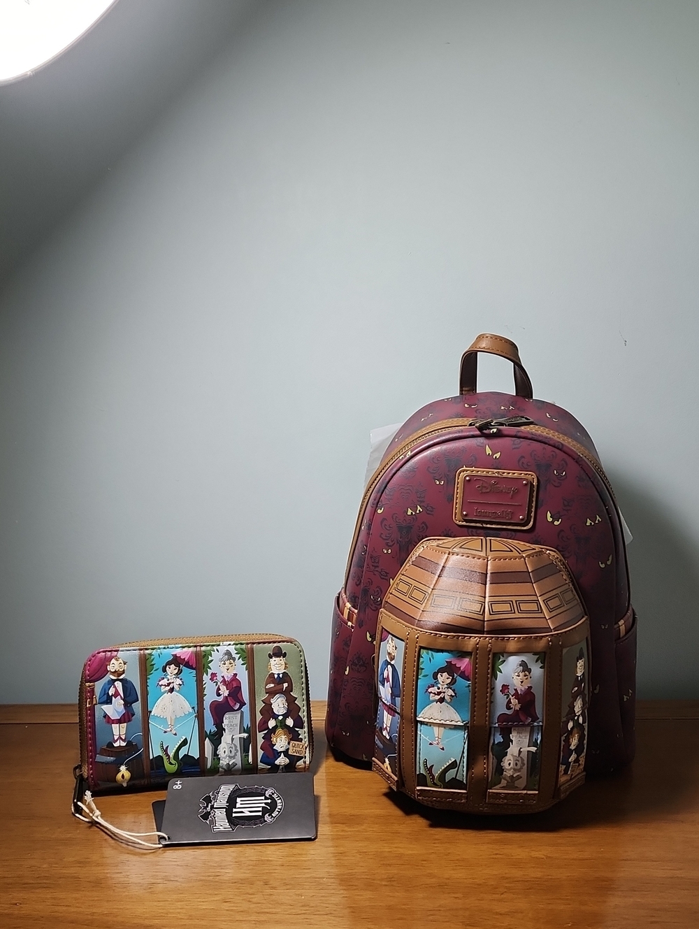 Loungefly Disney Haunted Mansion Stretching Room Portraits Backpack & Wallet NWT